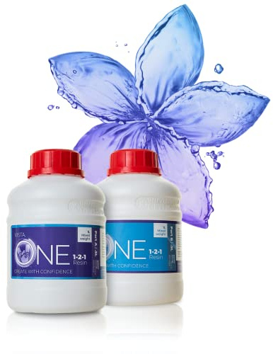 Vista One - Epoxy Resin Craft Kit - 1 to 1 Resin - Crystal Clear Epoxy Resin & Hardener - 100% UV Stable Non-Toxic - Perfect for Jewellery and Crafts (500ml A 500ml B) SIZE 1L