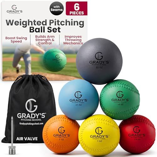 Plyo Gewichtetes Ball-Set mit Nähten und Tragetasche, 32, 21, 14, 7, 5, 99.2 g für Pitching/Velocity-Training