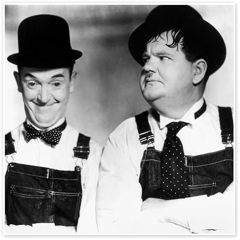 Laurel & Hardy Poster 50 x 50 cm Schwarz-Weiß Wandbilder Wanddeko