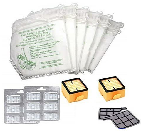 SACCHETTI FOLLETTO VORWERK VK135 vk136 KIT 12 SACCHI 12 PROFUMI 4 FILTRI F24