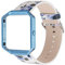 AsohsEN Damen-Blumenarmband für Fitbit Blaze, echtes weiches Leder, Ersatzarmband, Metallrahmen für Fitbit Blaze Smart Fitness-Uhr (Weiß, Blau + Blau)