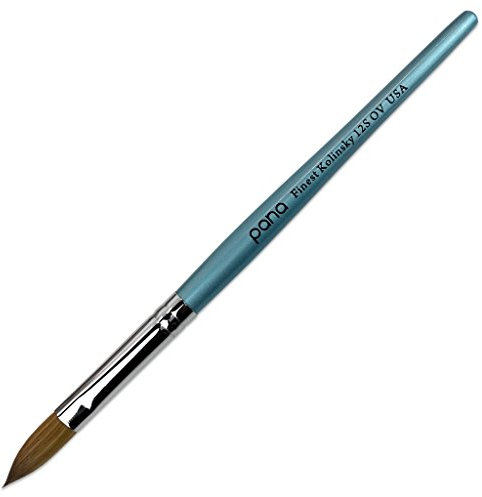 Pana USA Acrylic Nail Brush100% Pure Kolinsky Hair New Teal Wood Handle with Silver Ferrule Oval Crimped Shaped Style (Size # 12)