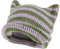 SINSEN Damen Katze Beanie Häkelmützen mit Ohren Strick Gestreift Winter Warm Elastische Mütze für Mädchen Erwachsene Kinder, violett, Einheitsgröße