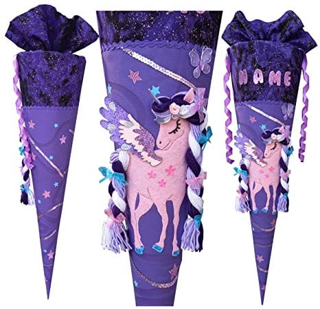 Schultüte Einhorn, passend zum Pegasus Emily Step by Step, für Mädchen, Wunschname, benutzerdefinierte,Zuckertüte