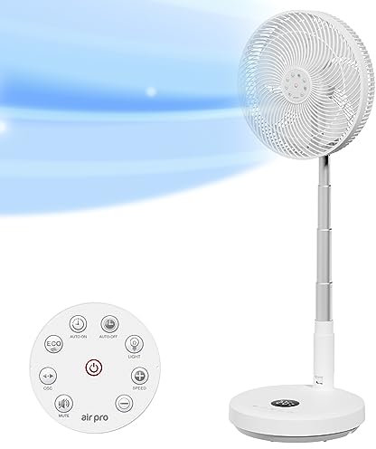 Air Pro Oscillating & Portable Foldable 13 Pedestal Fan - Height Adjustable Cooling Fan with LED Display - 12 Speed Turbo - Quiet Air Circulation for Bedroom & Office