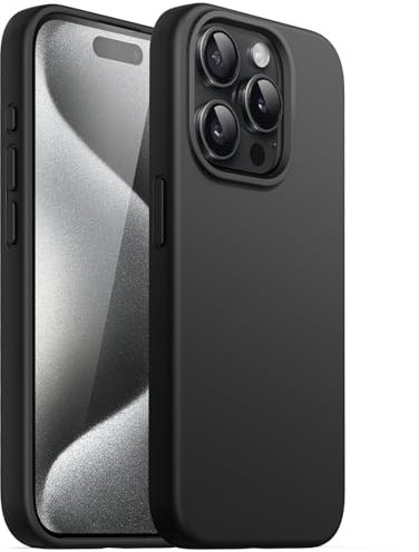 JETech Silicone Case for iPhone 15 Pro Max 6.7-Inch, Silky-Soft Touch Full-Body Protective Phone Case, Shockproof Cover (Black)