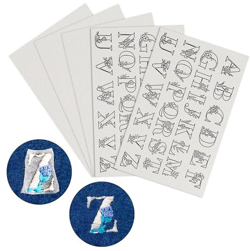 5 Stück Stickvlies Wasserlöslich Stickvorlagen Wasserlöslich Stickvlies Selbstklebend Sticken Geeignet für DIY-Kleidung Taschen