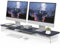 Fenge Acryl Monitorständer Riser 108cm Großer Dual Computermonitorständer mit Metallregal für Laptop/PC/Drucker/TV Bildschirm, Tragfähigkeit 45KG, Blau