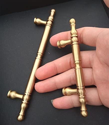 nezih Möbelgriff aus massivem Messing, Krone, T-Stange, Bücherregal, Kleiderschrank, Schranktürgriffe, klassischer Doppellochknopf, 1 Stück (Color : 110mm)