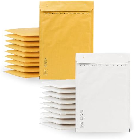 m-office Luftpolsterumschläge, Luftpolsterumschläge, Kraft-Weiß, Versandtaschen für Pakete, verschiedene Größen, Versandtaschen · m-office (220 x 260 mm, 20 Stück)