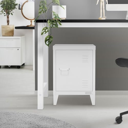 ML-Design Aktenschrank, 40x30x57,5 cm, Weiß, aus Stahl, Büroschrank mit 4 Beinen, Kleiner Lagerschrank, Einzeltür Metallschrank Stahlschrank Aufbewahrungsschrank Schrank Sofatisch Beistelltisch Tisch