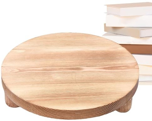 Zankie Rehausseurs en Bois pour La Décoration - Plateau Rond Rustique en Bois pour Présentation De Table De Ferme, Plateau Rond en Bois avec Pieds pour Dessert, Bougie, Gâteau, Plan-Te