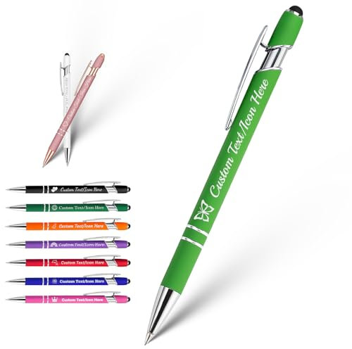 YoLLiEE Personalisierte Stifte mit Namen, individuelle schwarze Tintenstifte mit Stift, individuell gravierte Kugelschreiber mit Logo, Business-Stift mit sanftem Schreibgefühl und mittlerer Spitze