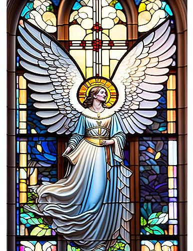 351 Blechschild Buntglas & Engel 20X30Cm Deko Blechschild Metall Dekoschild Lustiges Metall Schilder Für Cafe Badezimmer Bar