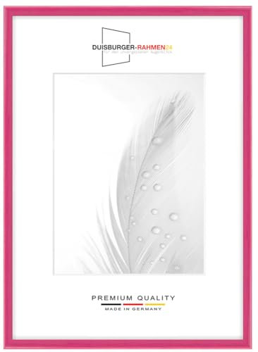 Duisburger-Rahmen24 Cadre photo en bois étroit 50 x 70 cm en Pink brillant | Verre synthétique antireflet | Cadre pour affiches | Puzzle | collage DR119