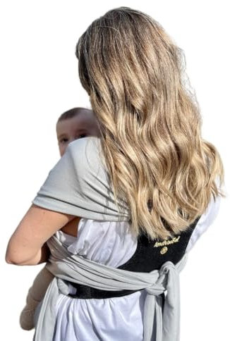 Amarsupiel Easy Porteo | Écharpe de Portage Bébé avec Soutien Dorsal 3D | Confortable et Facile à Mettre | Tissu Certifié OEKOTEX | Portage Frontal | Porte-Bébé Jusqu’à 9 kg (Gris)