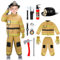 deAO Set di Costumi da America Pompiere con estintore, Cappelli, Walkie-talkie, Orologi, Bussole, Strumenti, Gioco di Ruolo per Bambini, Regali di compleanno, Halloween, Giallo, Taglia 100 (2-3 anni)