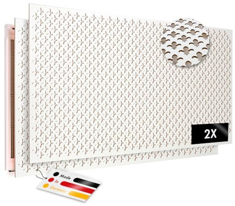 PEGBOARD - PARIS Lochwand 122 x 61 x 0,3 cm MDF Holzplatte weiß lackiert - Deutsches Produkt - Heizkörperverkleidung, Türfüllung, Paravent oder Lüftungsgitter - Dekorative Lochplatte [Duopack]