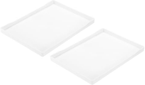 QUARKZMAN 2 Stück Badezimmer Deko Tablett Weiß Dekotablett 9 x 12 Kunststoff Rechteckige Badezimmer Deko Dekorative Ottomane Platte für Frühstück Küche Badezimmer