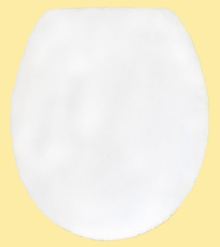 WC Deckelbezug Flausch Klodeckelbezug WC Bezug Toilettenbezug Gummizug weiß