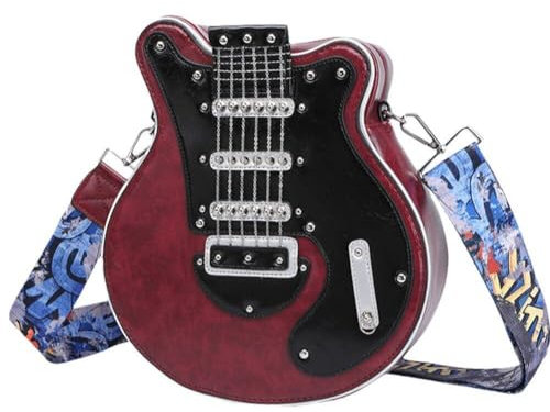 Glixoft Umhängetasche in Gitarrenform, Umhängetasche Für Damen Und Herren, Pu-Leder, Umhängetasche, Handtasche, Geldbörse, Geschenke Für Gitarre