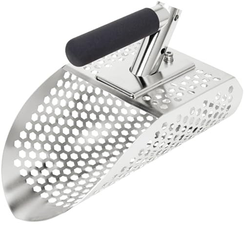 Paletta di sabbia per il rilevamento di metalli, Accessori per metal detector, Pala setaccio in acciaio inox, Pala setaccio per sabbia in acciaio inossidabile, Pala per setaccio rapido per caccia
