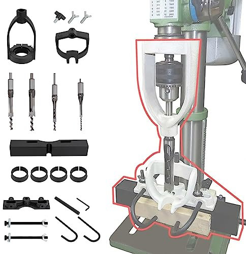 DAOHHFO Stemmbohreraufsatz für Bohrmaschine Stemmmaschine für Holz,MeißEl Mortising Mortise Locator Set FüR Bohrmaschine für StemmmeißEl Zapfmaschine Mit 4 Bits Stahl, Mortising Machine