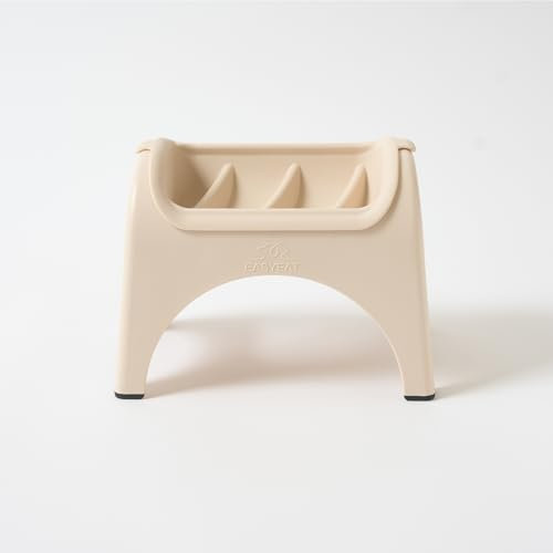 EasyEat The Premium Dog Feeding Station Perfect for Small to Medium Sized Pets Raised Dog Bowl with a Beautiful, Curved Design –Elevated bowl for better digestion, Slow feeder (Beige)