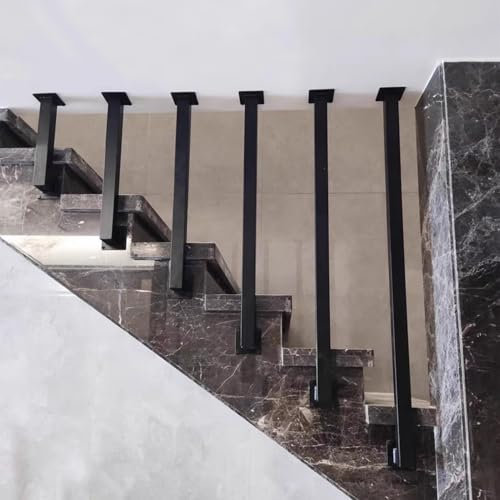 Ringhiera per Scale in Metallo Nero per Interni ed Esterni, ringhiera per Scale a L montata sul soffitto, Barra di Sostegno Antiscivolo, balaustre, Kit di Supporto per ringhiere(60cm)