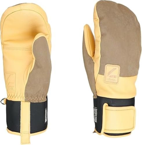 Level Rover - Skihandschuhe Herren Leder, mit Klettverschluss, Winterhandschuhe Herren Wasserdicht für Extreme Kälte, Atmungsaktiv Thermohandschuhe, Schneebekleidung Herren - 1 Paar
