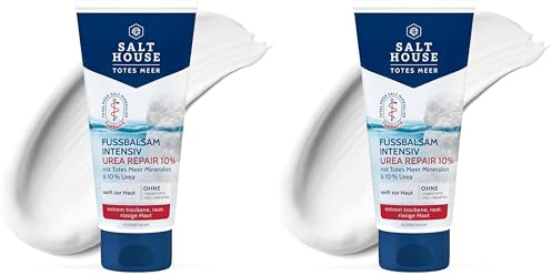 Salthouse Totes Meer Therapie Fussbalsam Intensiv, 10% Urea und reichhaltige Öle, für sehr trockene Haut, 100ml (Packung mit 2)