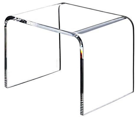 Fenteer Acryl-Beistelltisch, D-Form, Transparent, 19,5 cm x 30 cm x 22,5 cm, Klar