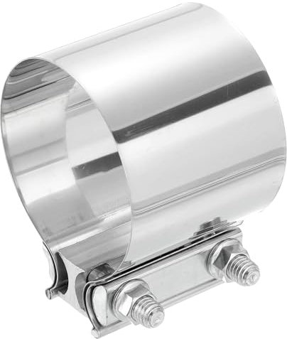 sourcing map 3.3 Inch Exhaust Clamp, 304 Stainless Steel Butt Joint Band Clamp Sleeve Coupler Pipe Repair Clamp Universal Widening Clamp for Exhaust Pipes Mufflers, Silver