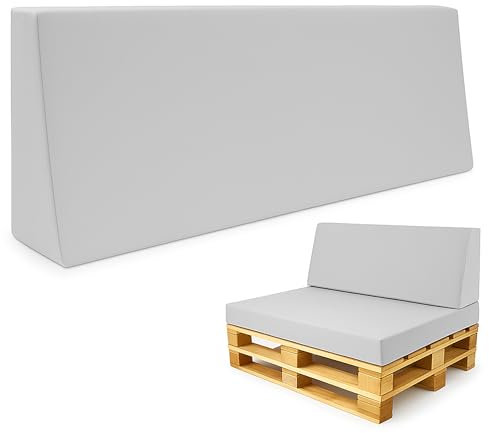 Amazinggirl Palettenkissen Outdoor Europaletten Rückenkissen 40 x 120 cm - Schaumstoff Sitzpolster für Paletten und Palettensofa Hellgrau