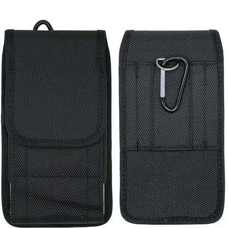 Étui vertical en nylon avec clip de ceinture, couleur noire, pour smartphone Doogee Blade GT Cubot Max 5 5G Crosscall Stellar X5 avec passant de ceinture et crochet (XXL)
