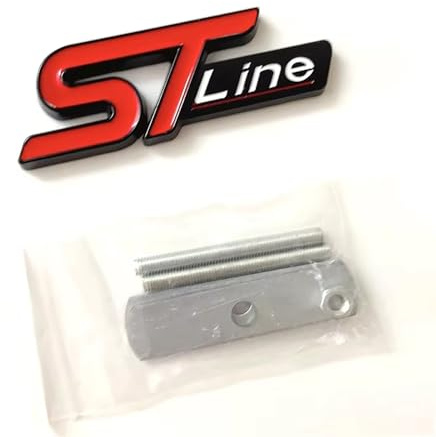 SDUEYZS Auto 3D Emblem Aufkleber für Ford Kuga MK3 MK4 S Max Focus Puma Fiesta ST Line Auto-Frontgrill Abzeichen Logo Karosserie Anbauteile Zubehör,Black-red