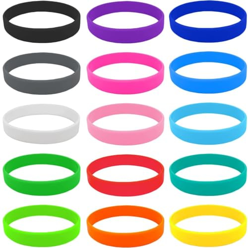 HoAhaMay 15 Stück Silikonarmband, Gummi Armband, Silikon Elastische Armbänder, Mehrfarbiges Silikonarmband, Silikon Armbänder für Sport, Geschenk, Festival, Party, für Erwachsene（15 Farben）