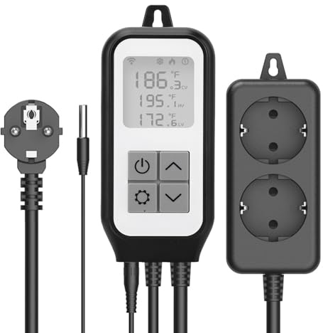 Digitaler Temperatur Regler, Digitaler Thermostat-Temperatur Regler für Tuya APP, Heizungs-Kühlsteuerungs-Timer für Gewächshaus-Kühlschrank-Aquarium, -22 (EU-Stecker 220–250 V)