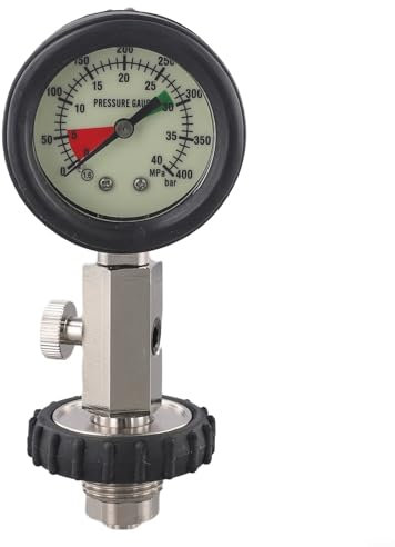 HOHOVYVY Druckmessgerät Für Tauchflaschen G5/8 Gewinde 0-300 BAR Edelstahl Messing Gummi Für DIN Tauchzylinder