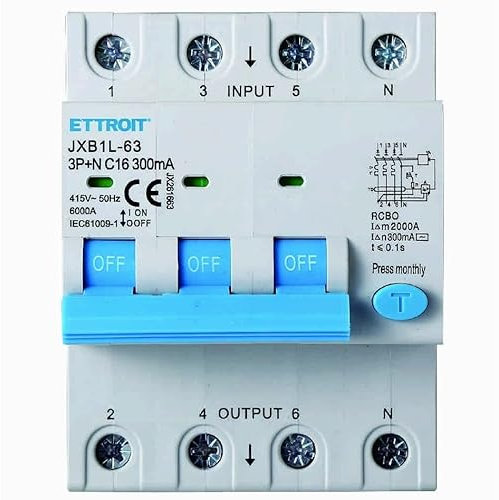 IXTRIMA Interruttore Magnetotermico Differenziale 3P+N 16A 300mA 380V-6KA 300mA per Guida DIN - 4 Moduli DIN - Protezione Circuiti e Sicurezza Impianti
