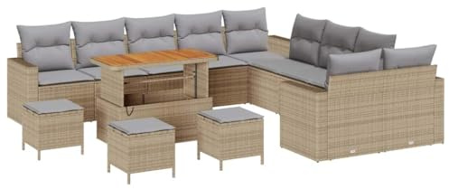 vidaXL Gartensofa-Set 18 STK. 11-Sitzanzahl Beige und Hellgrau