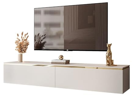 Lookway TV-Schrank Aurora Kaschmir Matt 180 cm Hängeschrank Oder Auf Füßen Gold Dekorative Leiste Mit LED-Option Modernes Wohnzimmermöbel (mit LED Beleuchtung, Hängend- ohne Beine)