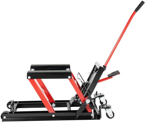 Supporto di riparazione idraulico per moto cric auto in acciaio fino a 680 kg ponte elevatore piattaforma elevatore per la manutenzione di moto in garage, officine moto (nero, rosso)