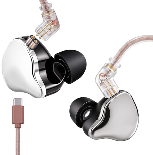 Holiper Dual-Magnet Wired Earphones USBC IEM Music Gaming Earbud Headphones | Premium Sound, Hi-Res, HiFi, Deep Bass, Loud Volume, Detachable Cable, Microphone, Durable, Over Ear Hooks, Sport, Running