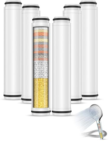 MEKO 6er Pack Filter NUR für Handbrause mit ASIN B0BJPBQFVS und B0CN6J3YC4 von MEKO, 15 Schichten Ersatzfilter für hartes Wasser Reinigen und Entfernen von Chlor und schädliche Substanzen