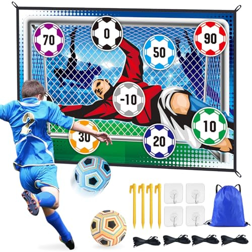 JOTOL Set da Gioco con Pallone da Calcio per Bambini 3 4 5 6 7 8 Anni,Porta da Calcio Giocattolo per Interni ed Esterni con 2 Palline,Giocattolo Sportivo Regalo Compleanno per Bambini