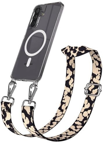 EAZY CASE Handykette - Verstellbares Taschenband kompatibel mit Galaxy A57, Schulterriemen, Handykordel mit Silikon Hülle, Qi Charging kompatibel, Umhängetasche, Taupe Camouflage Silber