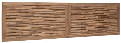 vidaXL Kopfteil Natur Massivholz Teak, Rustikaler Wandkopfteil im Landhausstil, Teakholz, rechteckig, stylisches Schlafzimmermöbel, platzsparendes Deko-Element