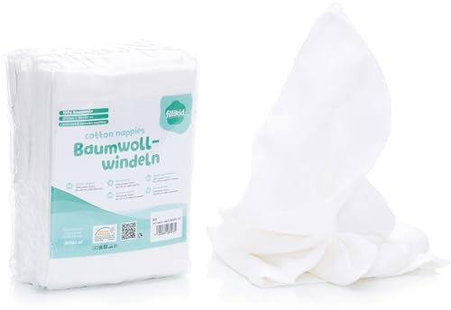 Fillikid Baumwolllwindeln 80x80cm, 10 Stück - WEISS