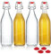 yeboda claro botellas de vidrio con tapón para fermentar cerveza (cerveza Kombucha kéfir y sello hermético de goma 32 oz (4 unidades)